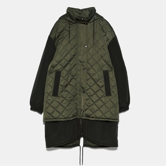 NWT Luxe Minimalist Timeless Zara Water Resistant Hooded Quilted Coat - Picture 10 of 17